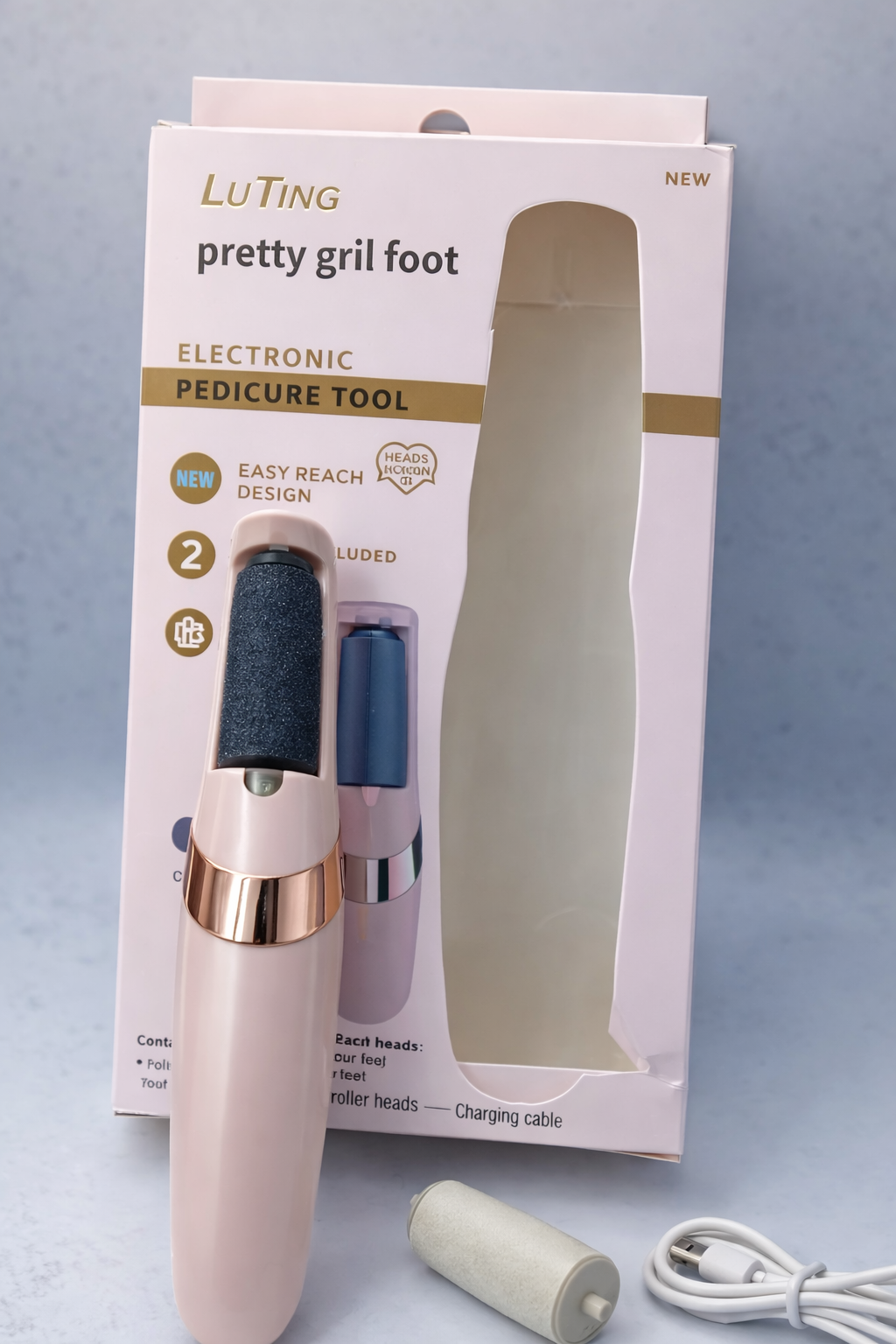 Electric Pedicure Foot File Callus Remover – Rechargeable with Dual Speed & Rollers