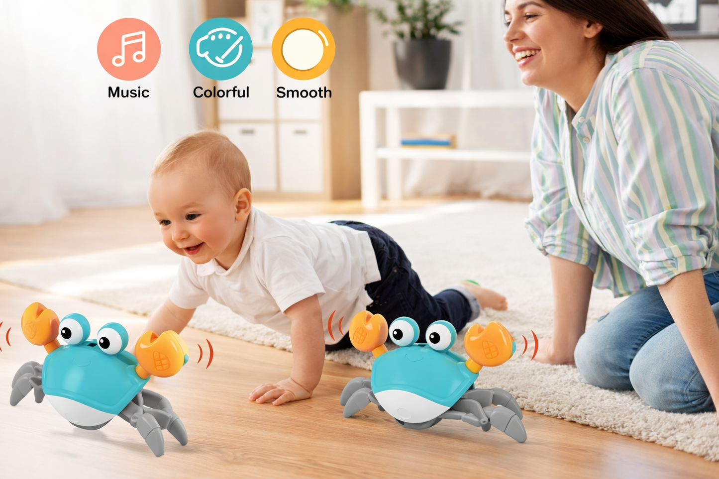 Cute Crab Toy – Interactive Crawling Toy with Lights & Music for Kids