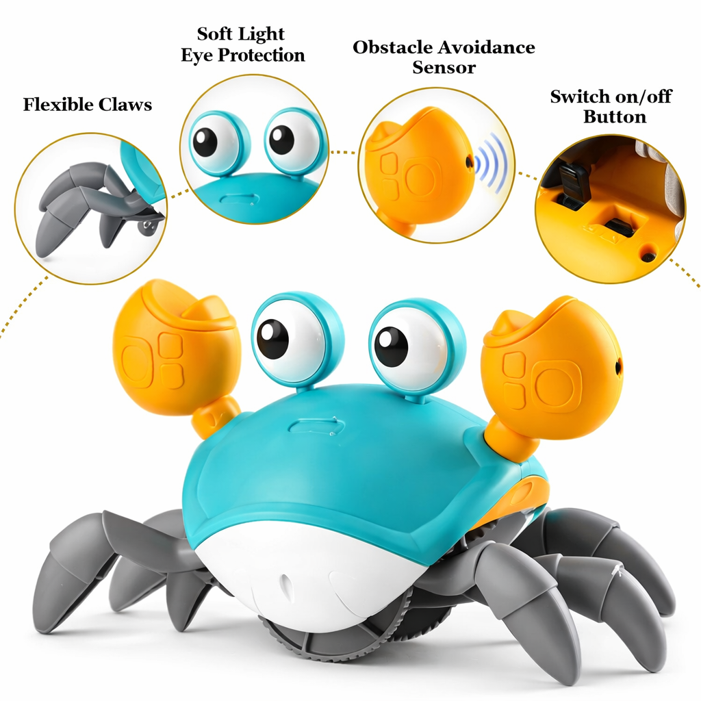 Cute Crab Toy – Interactive Crawling Toy with Lights & Music for Kids