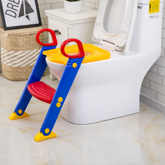 Children Toilet Ladder – Foldable Potty Training Seat with Steps & Handrails