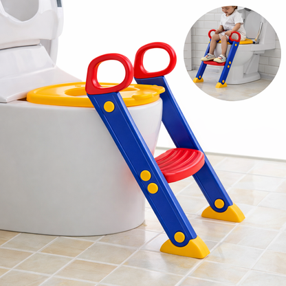 Children Toilet Ladder – Foldable Potty Training Seat with Steps & Handrails