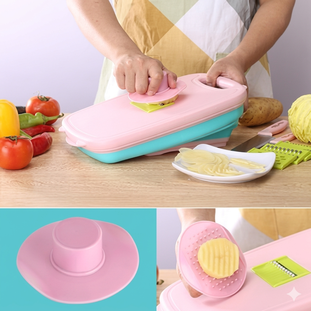 Vegetable Slicer & Cutter Kit with Colander and Storage