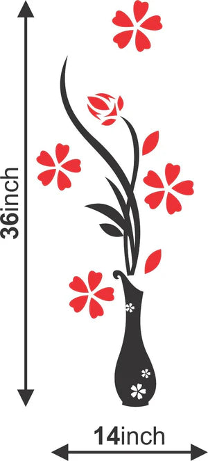 3D Acrylic Flower Vase Wall Art Decor